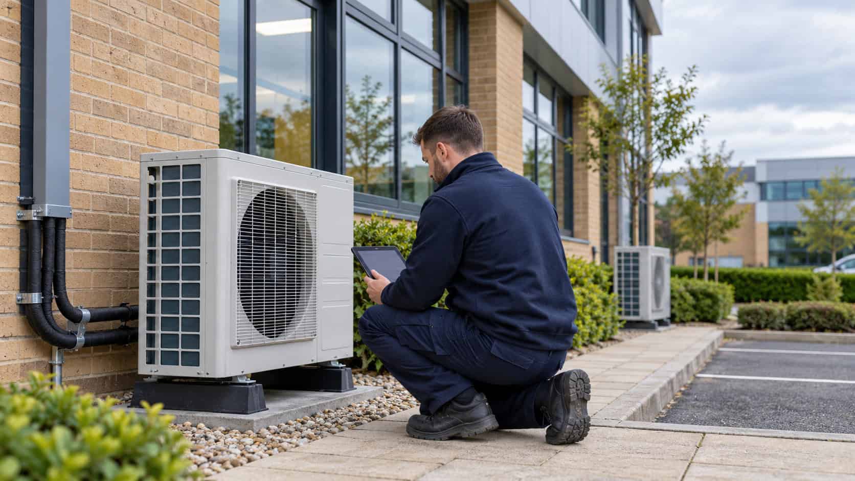 Engineer Inspecting a Commercial AC Unit-1
